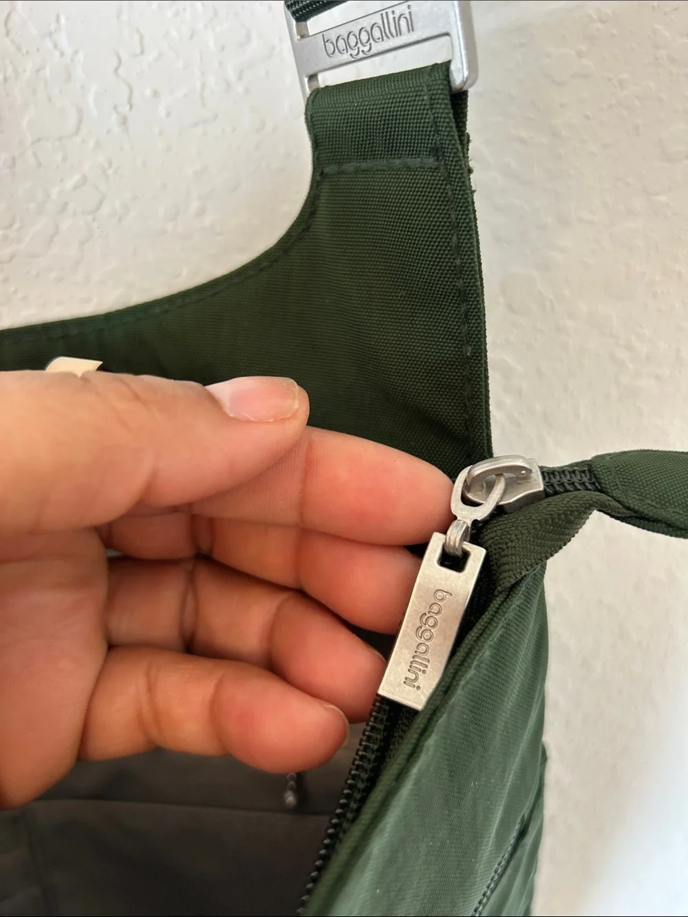 Baggallini  Big zipper Dark Green Crossbody Bag with Strap